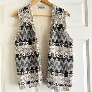 Vintage Alpaca Wool Handknit Open Knit‎ Vest Peruvian Tribal Size Medium